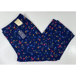 St. Johns Bay Womens Blue Floral Mid Rise Secretly Slender Capris Size 20 Tall